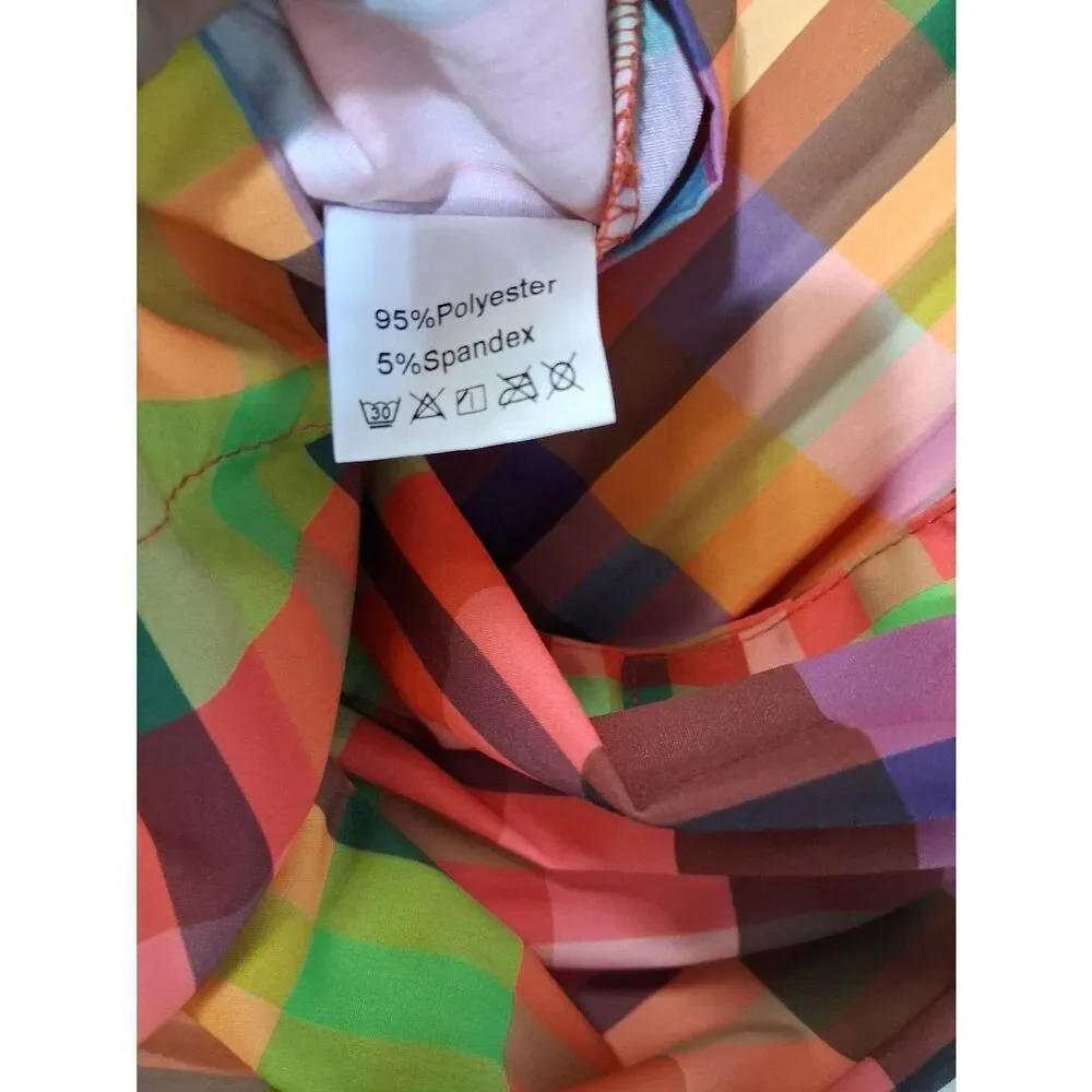 Womens large psychedelic handmade long maxi skirt orange green with pockets